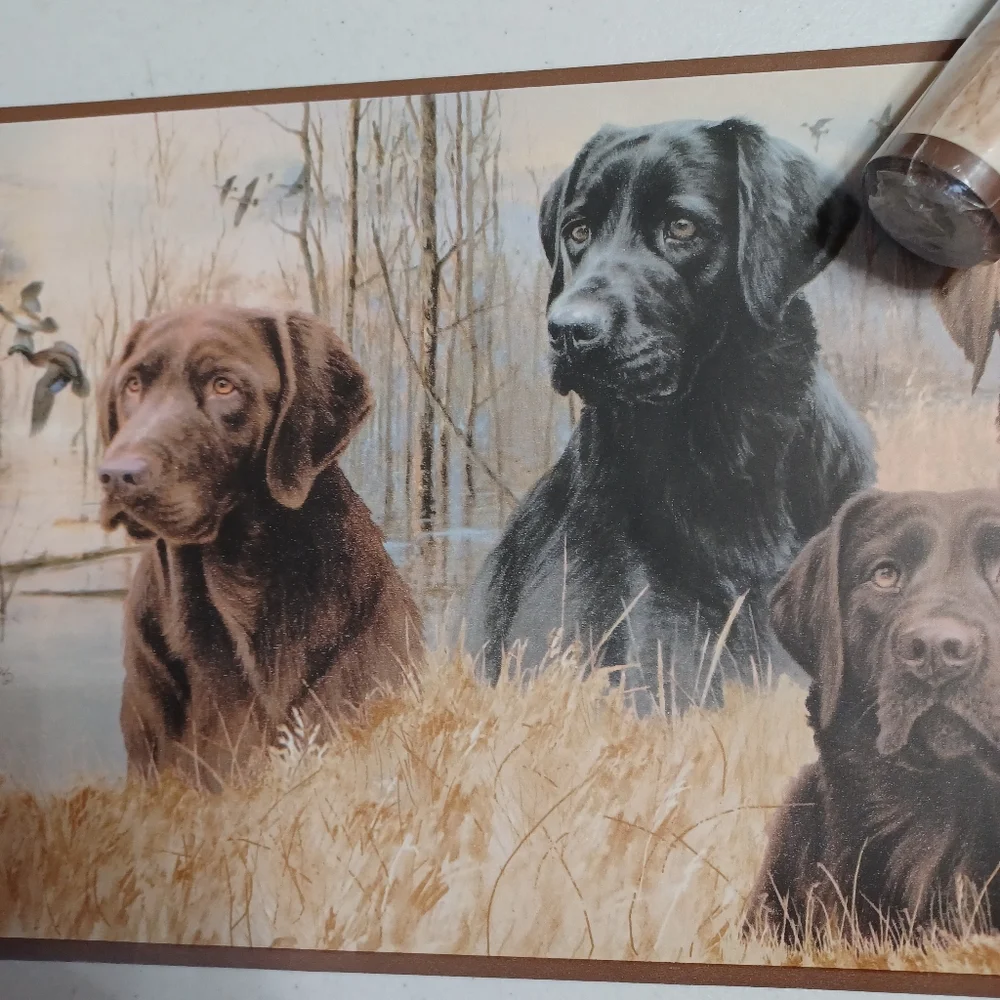 Wallpaper Border Hunting Labador Retrievers Brown Trim